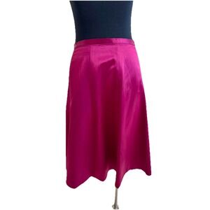 French Connection Fuchsia Pink Midi Satin Slip Skirt Size 6 Perfect Party‎ Piece